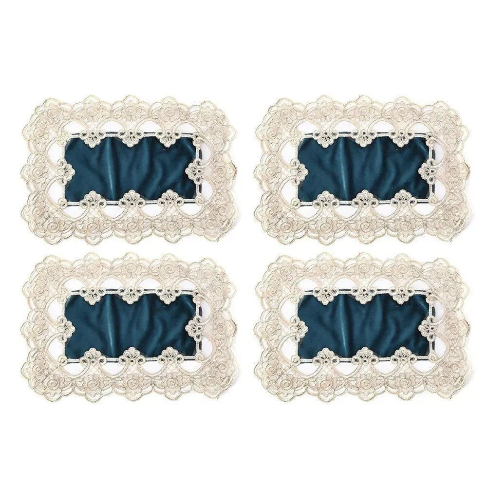 Teal and Gold Polyester & Velvety Place Mats